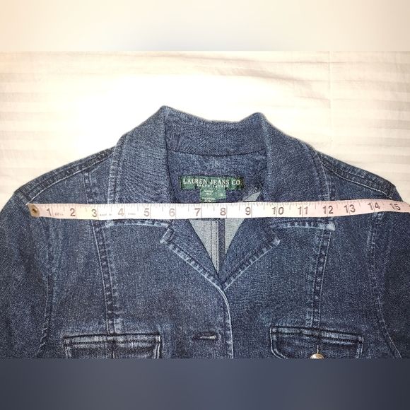 Lauren Jeans Co. Ralph Lauren dark wash denim blazer jacket - Picture 7 of 10